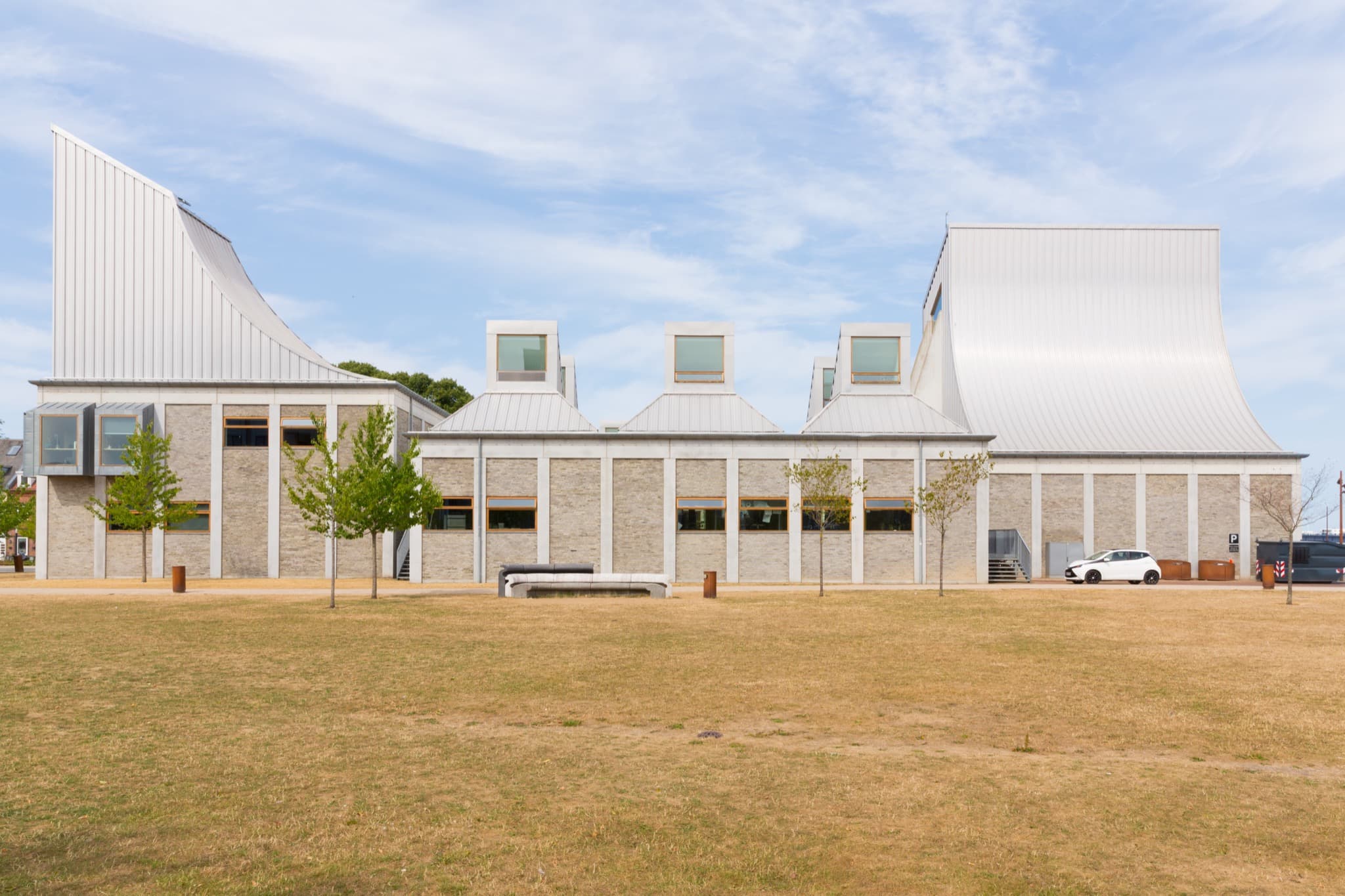 The modern sculptural Utzon Center waterfront architecture along the Limfjord in Aalborg
