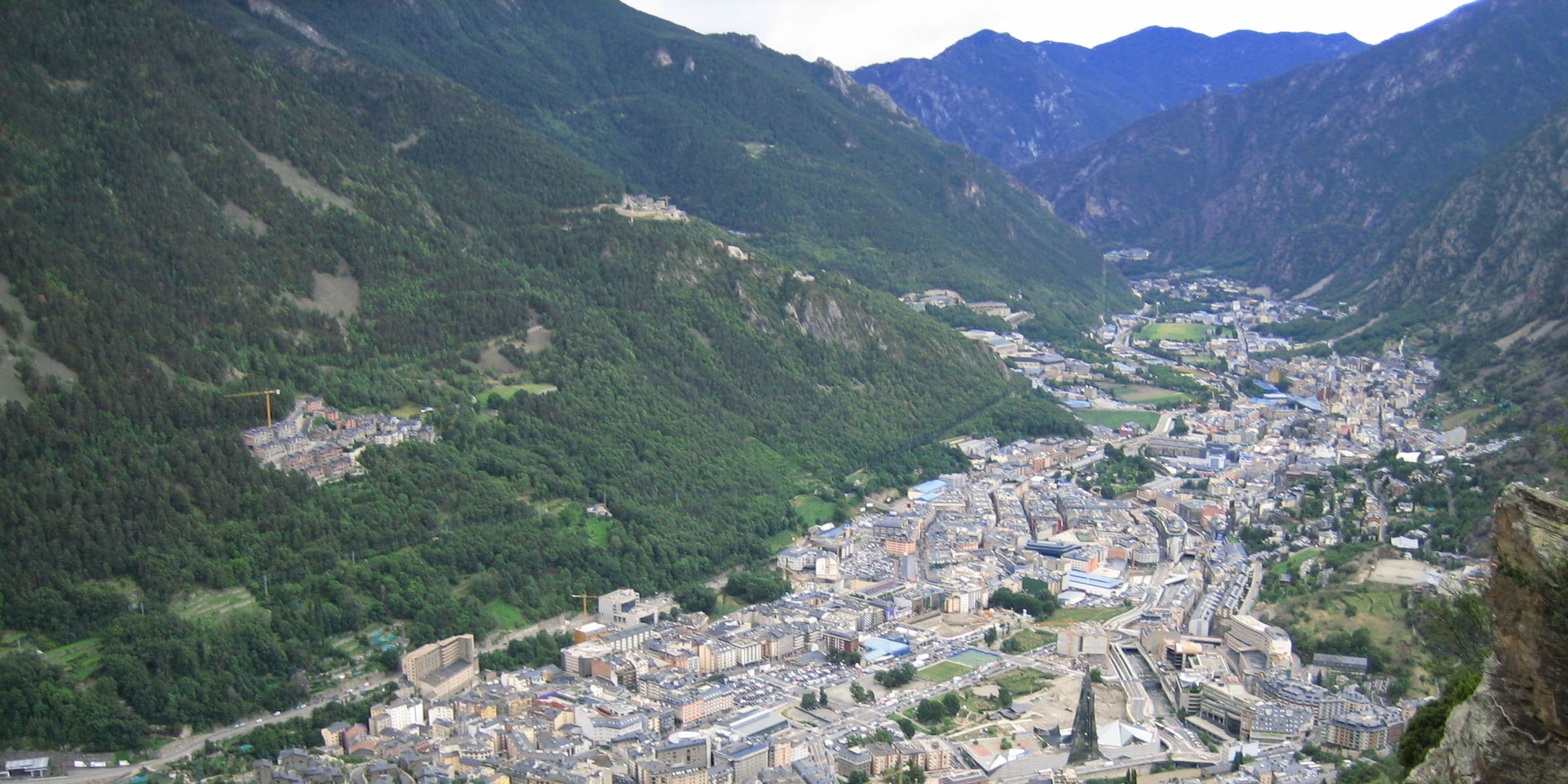 Andorra la Vella and Escaldes-Engordany filling the valley floor between Pyrenean peaks