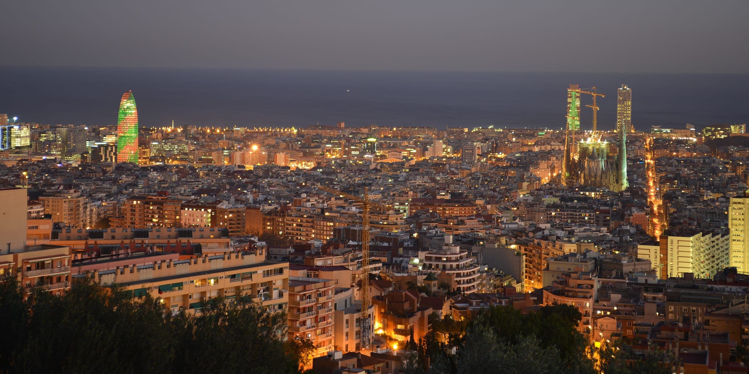 Barcelona's grid stretching to the sea, seen from the hill of El Carmel