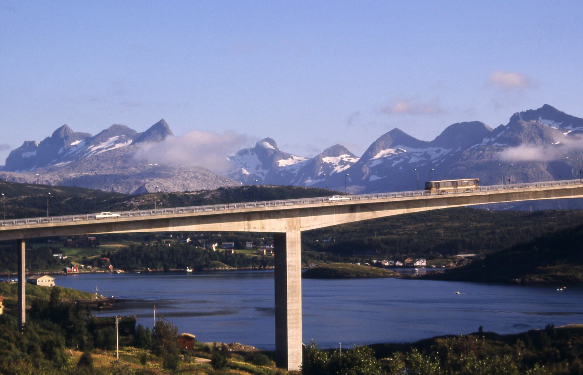 Tidal eddies swirling beneath the bridge at Saltstraumen outside Bodø.