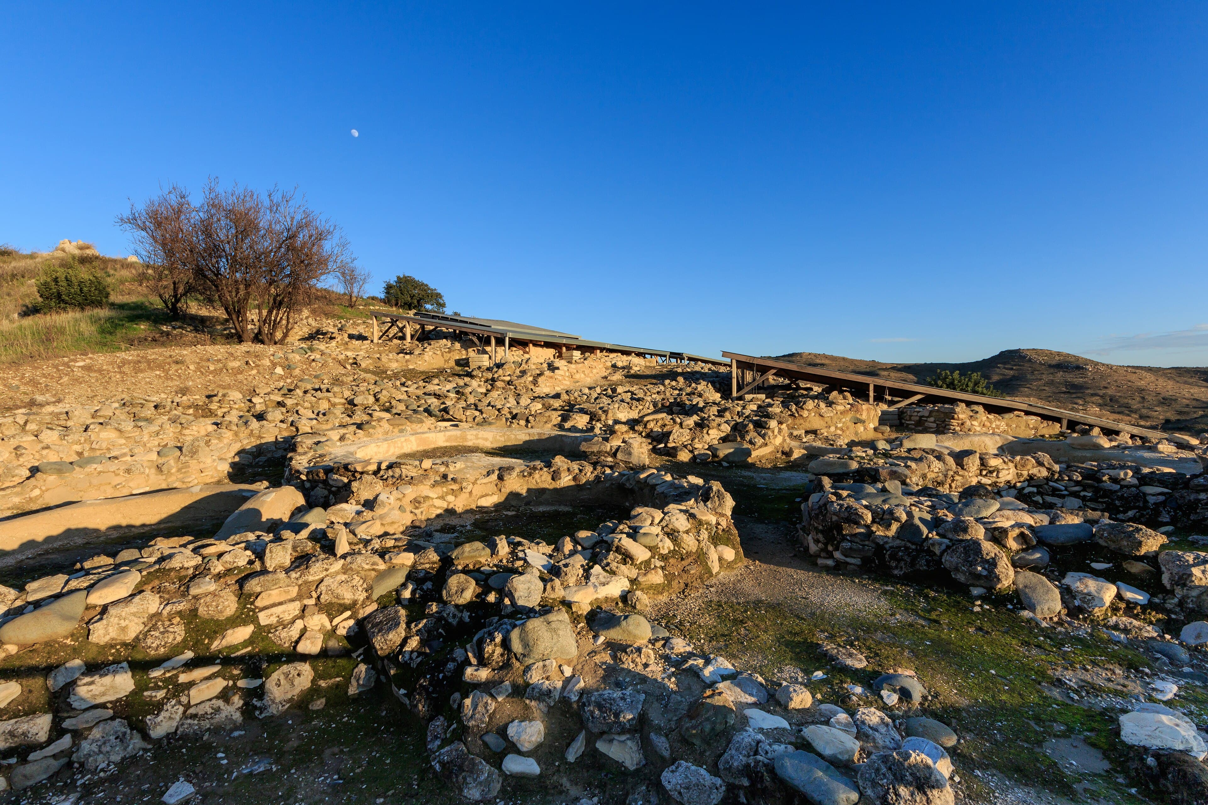 Stone remains of the Neolithic settlement at Choirokoitia