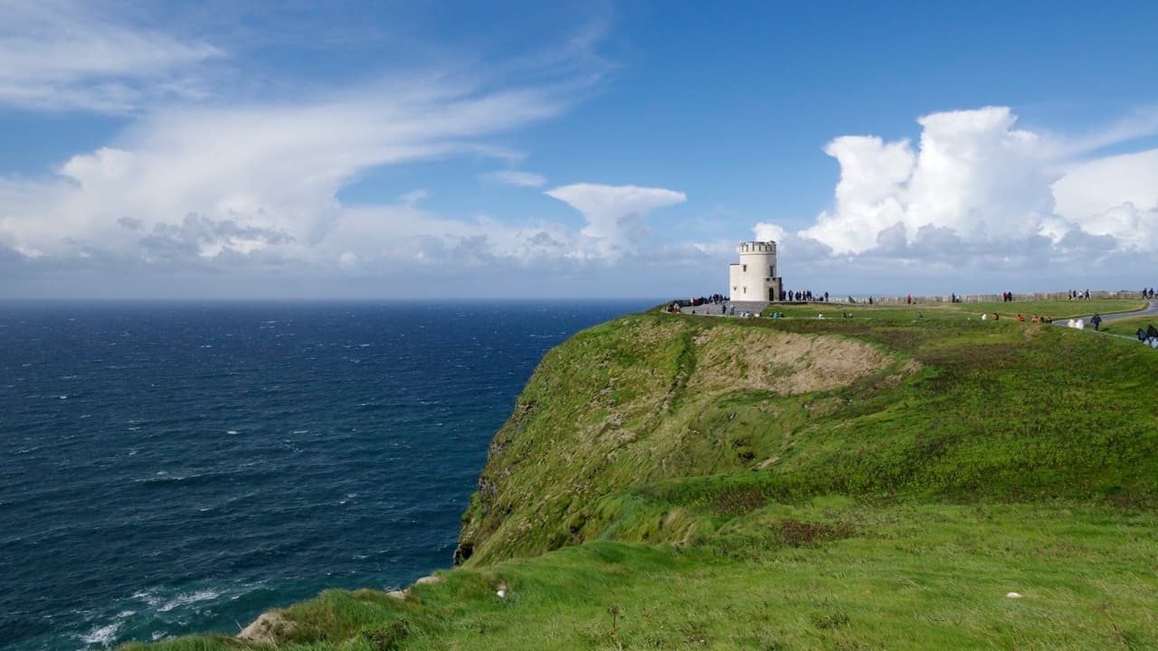 The colossal sheer precipices of the Cliffs of Moher dropping 214 metres into the Atlantic Ocean
