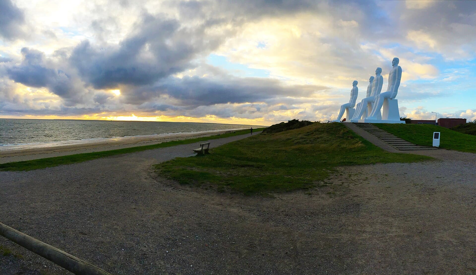 Svend Wiig Hansen's colossal white monument 'Man Meets the Sea' gazing out into the North Sea at Esbjerg.