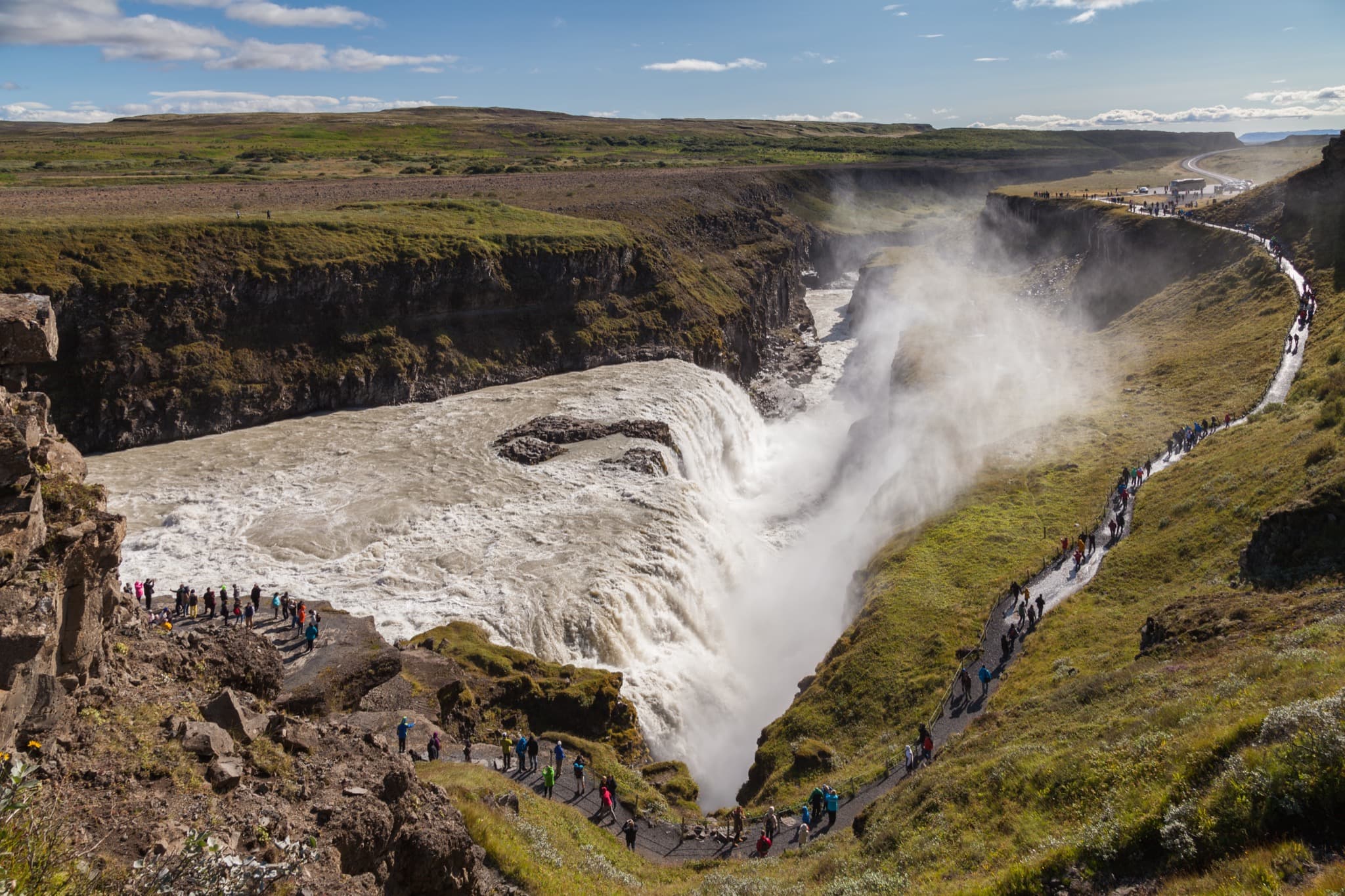 Gullfoss waterfall plunging into the canyon on the Golden Circle