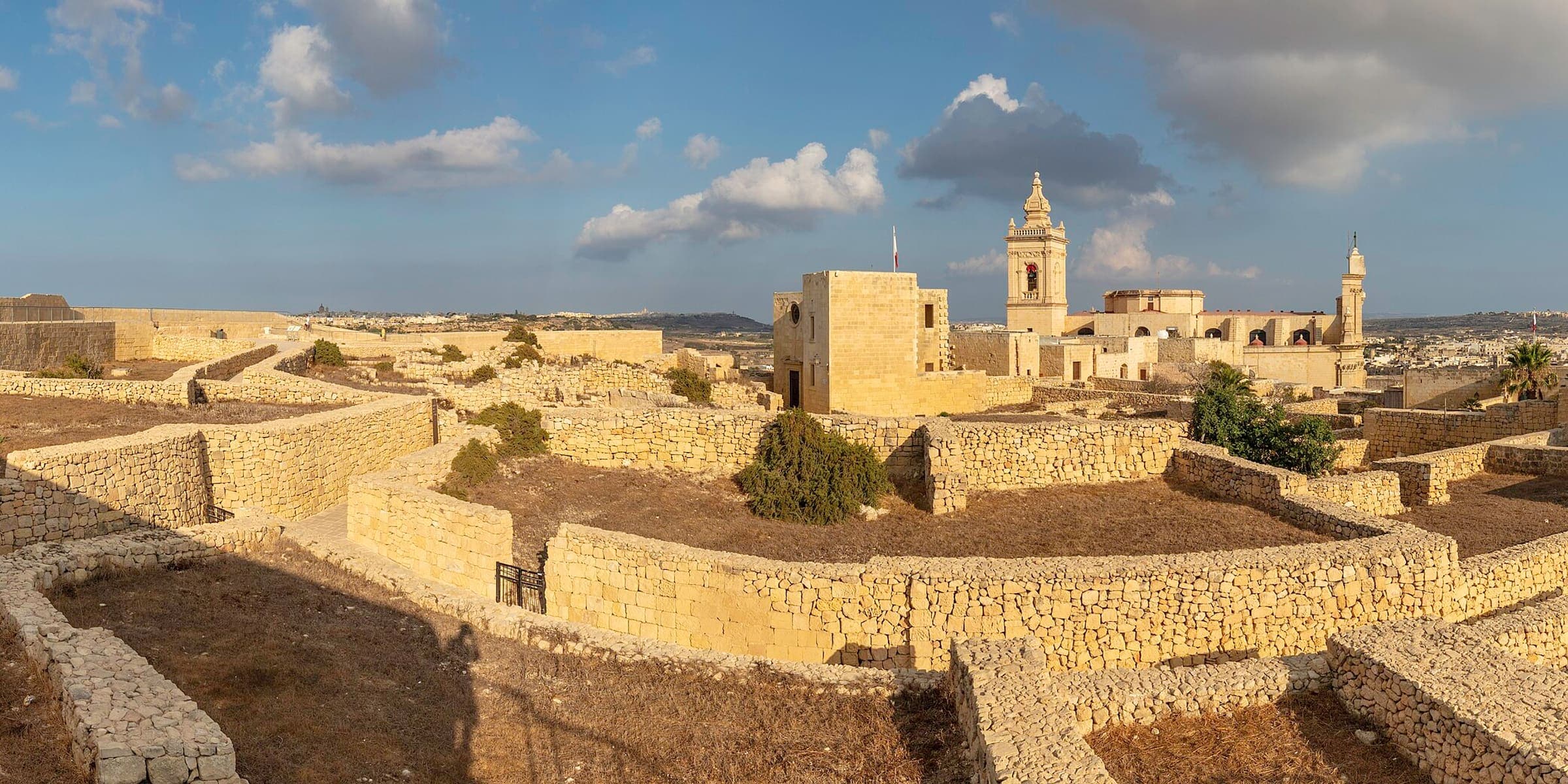 The Cittadella of Victoria on its hill above the Gozitan countryside
