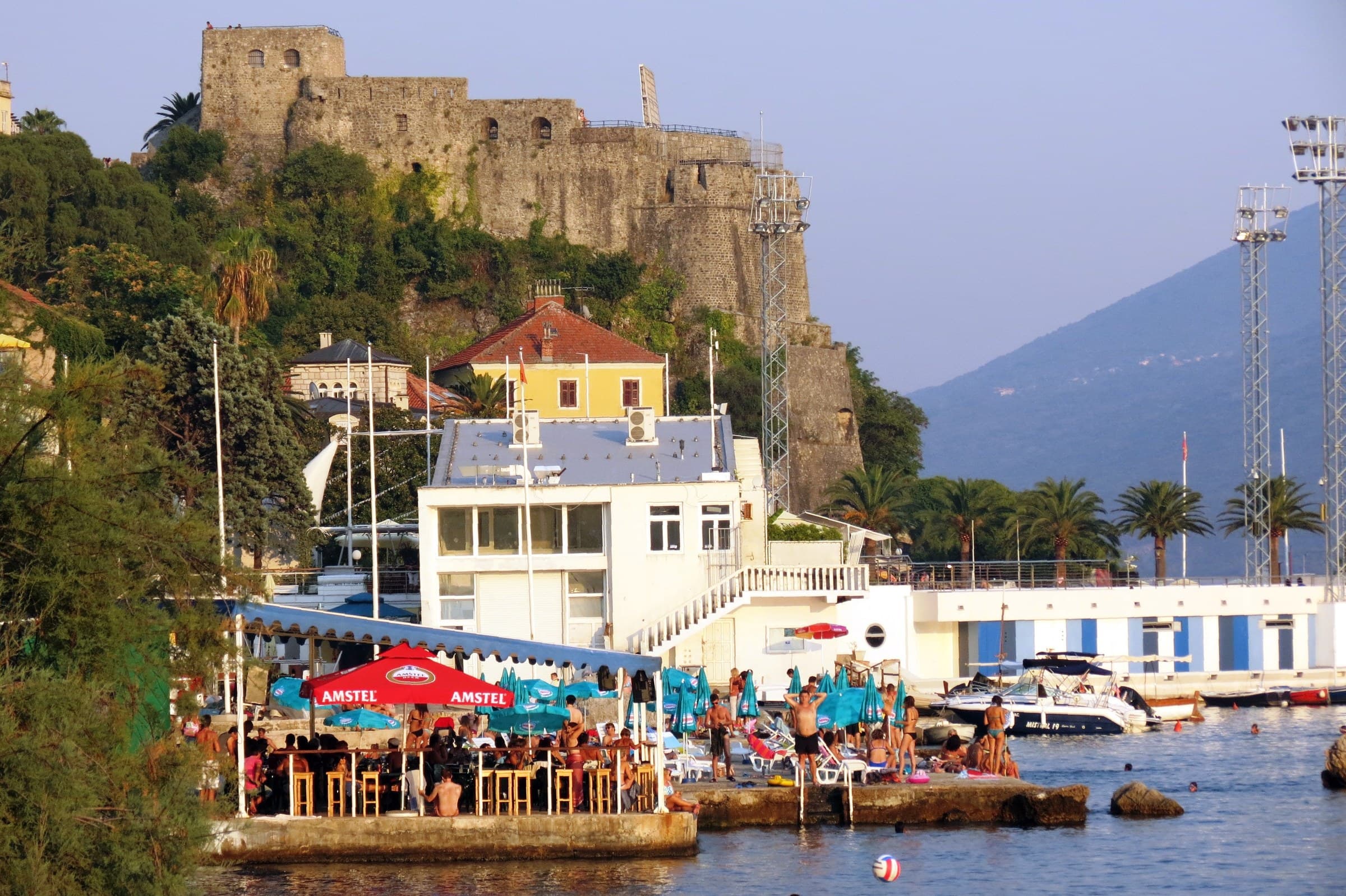 Forte Mare medieval stone fortress perched on sea cliffs above Herceg Novi harbor