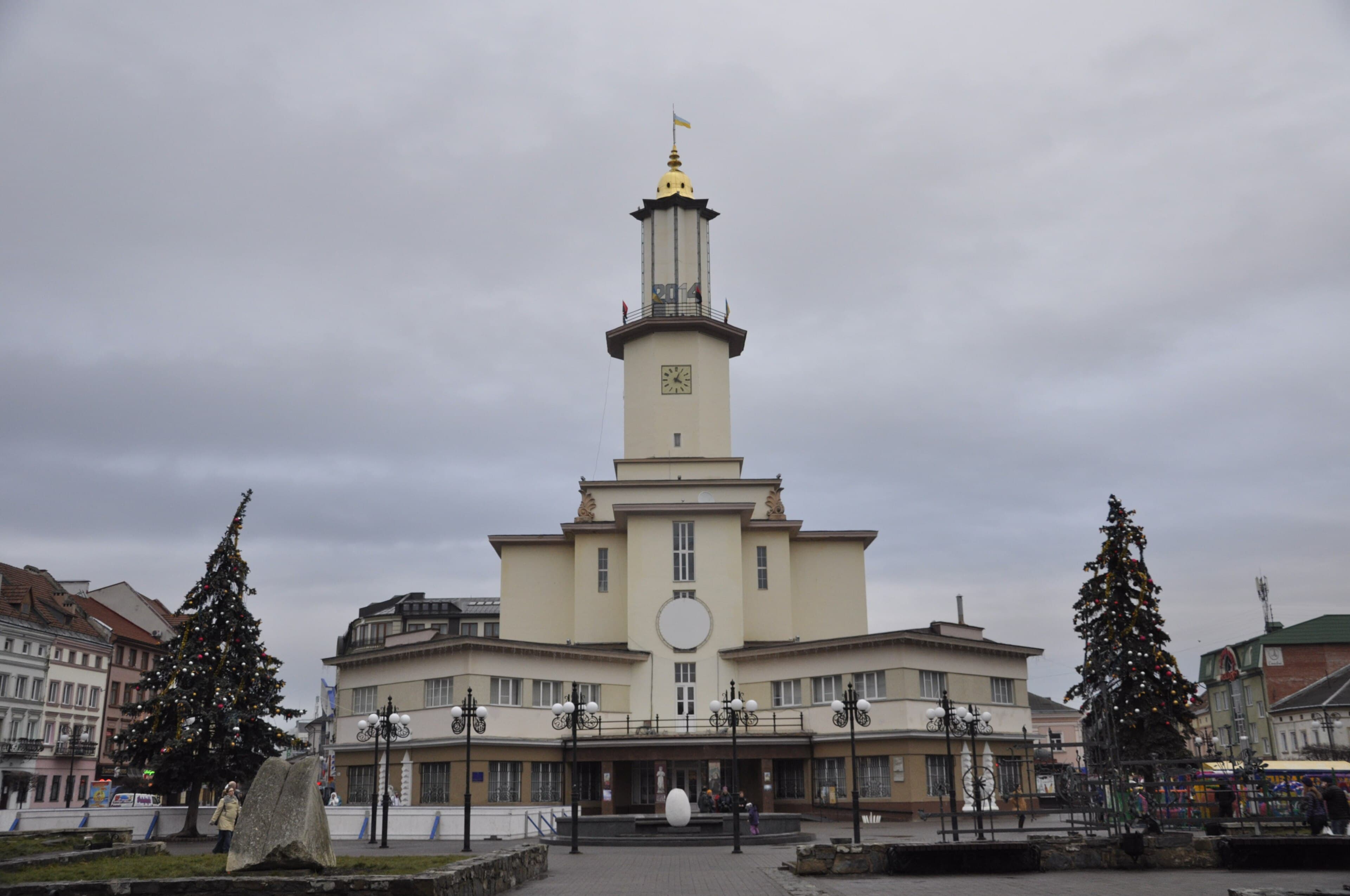 Constructivist Town Hall on Rynok Square in Ivano-Frankivsk