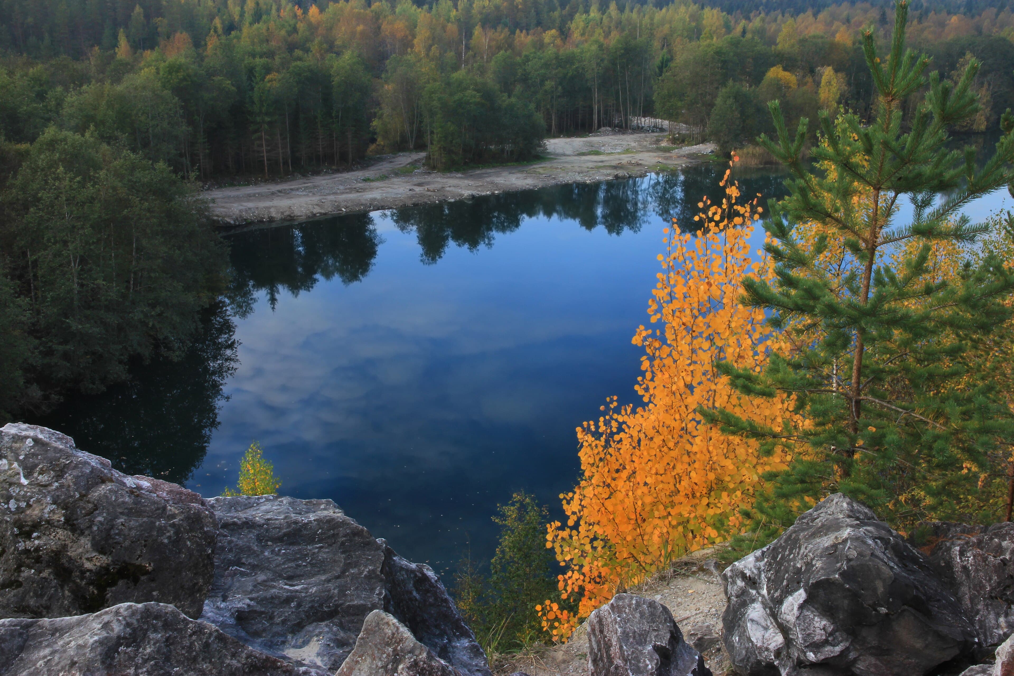 Flooded marble quarry lake at Ruskeala in Karelia