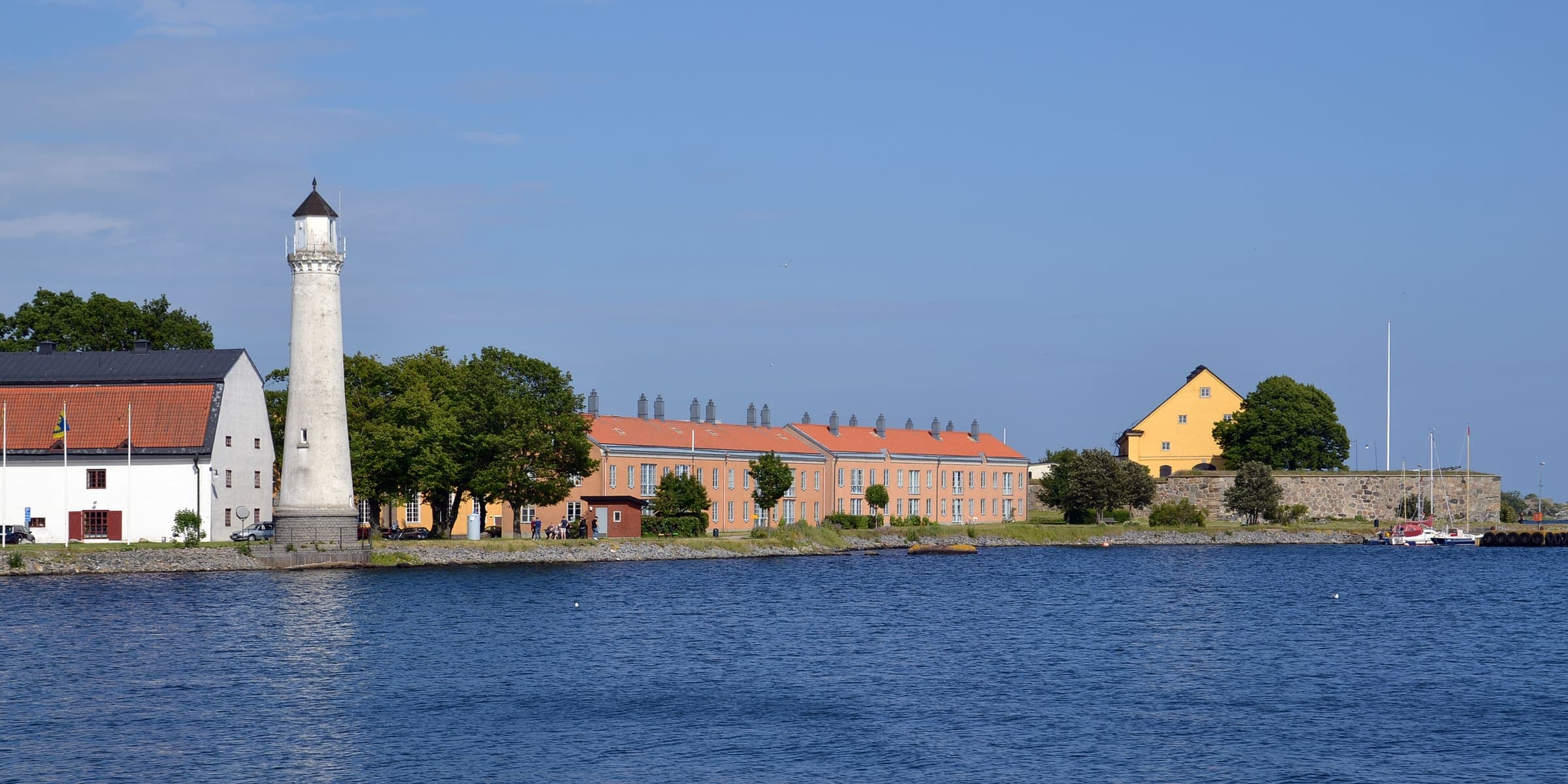 The lighthouse and old naval buildings on Stumholmen in Karlskrona