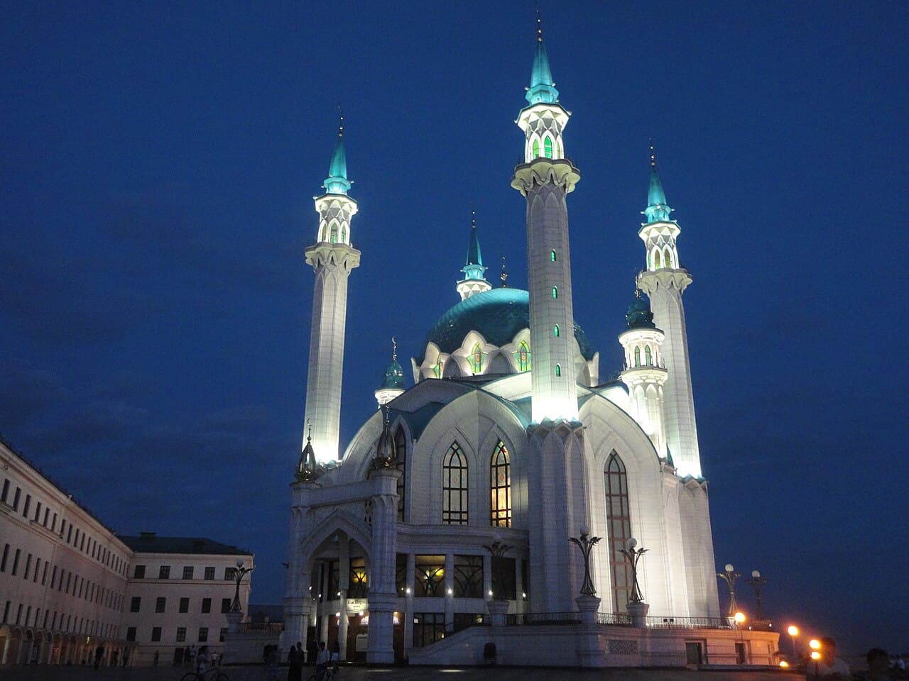 Kul Sharif Mosque inside the Kazan Kremlin at dusk