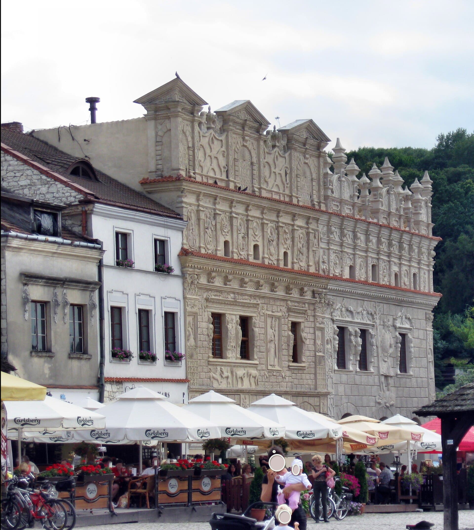Renaissance merchant houses and castle hill in the riverside town of Kazimierz Dolny