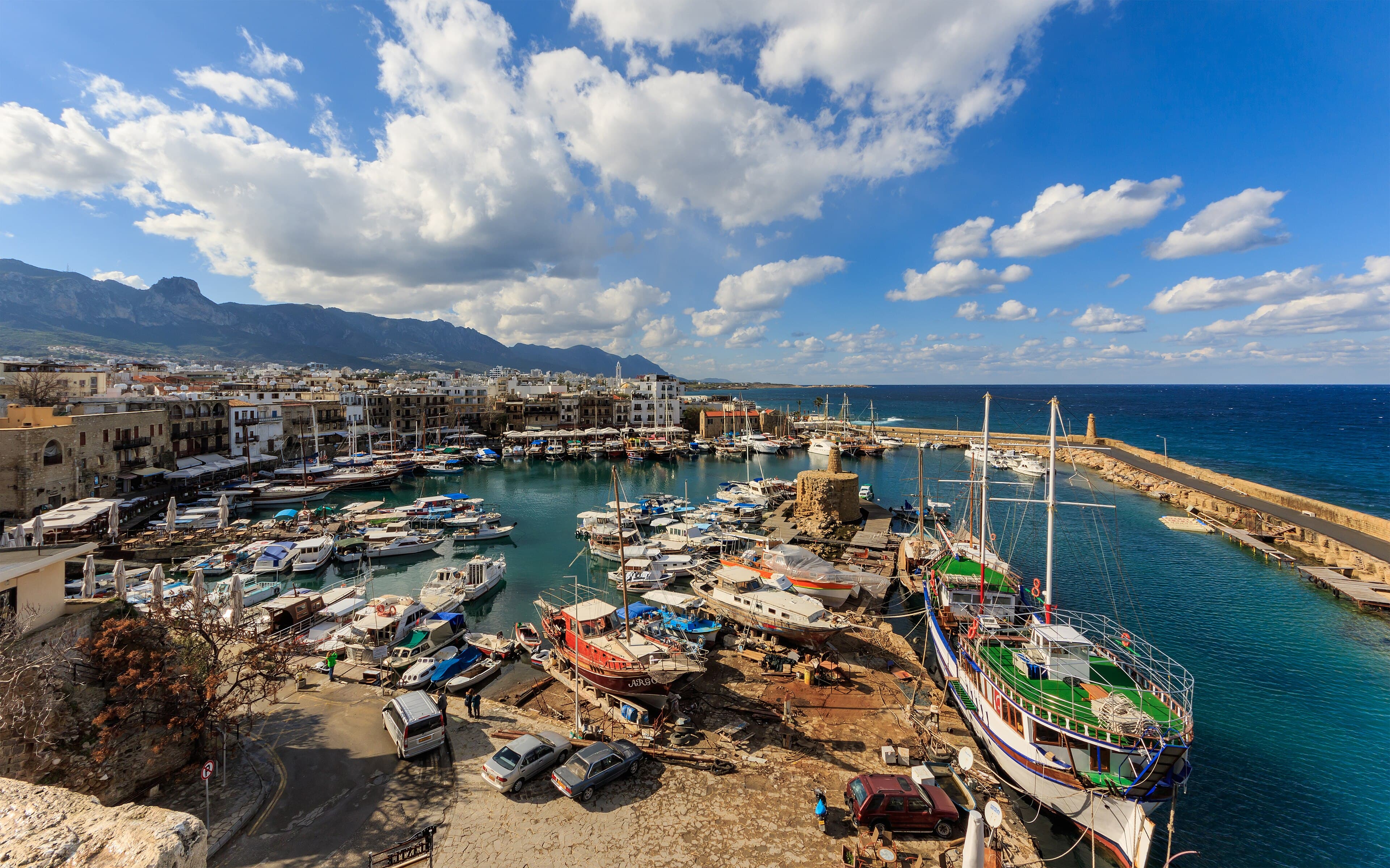 Kyrenia harbour and castle on the northern coast of Cyprus