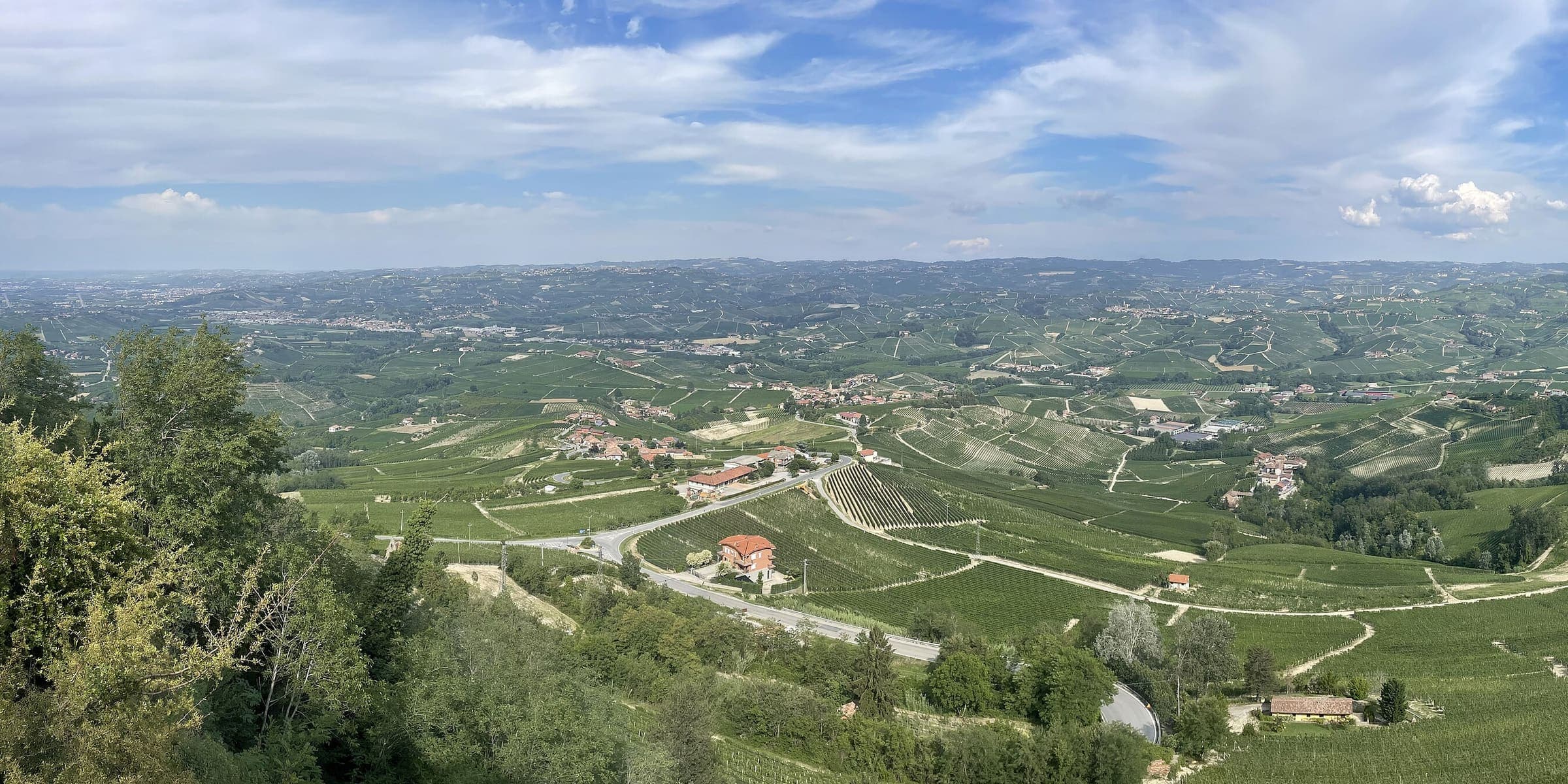 Vineyard hills of the Langhe seen from the belvedere at La Morra