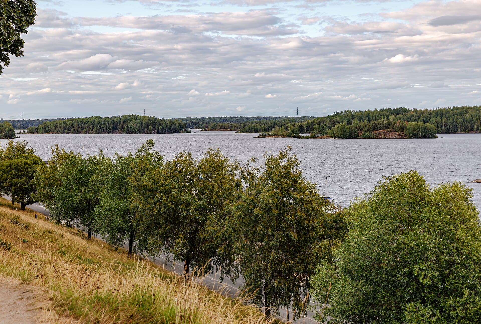Earthen ramparts and historic stone buildings of the Swedish fortress in Lappeenranta on Lake Saimaa