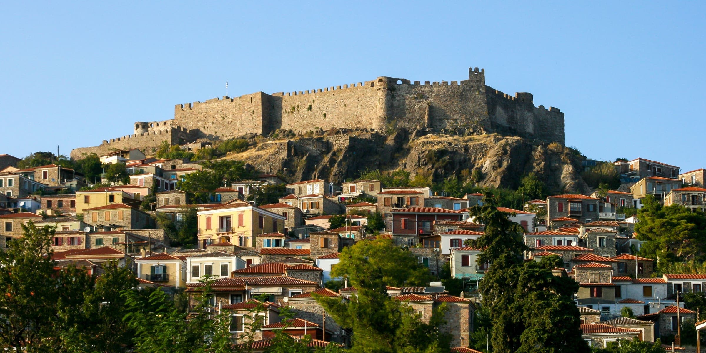 Molyvos village climbing to its castle on Lesvos