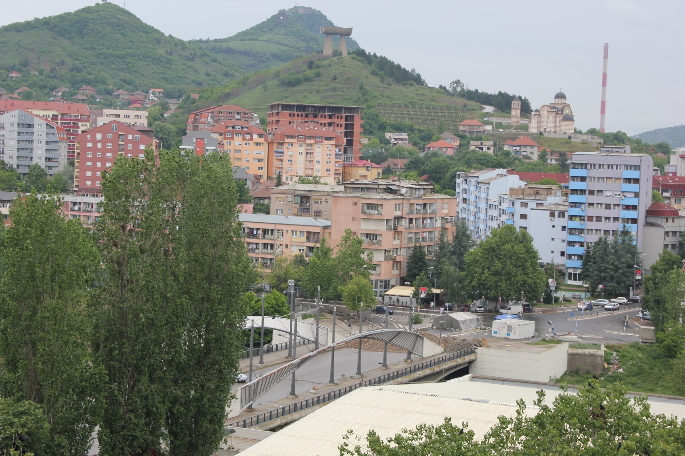 The bridge over the Ibar river between the two halves of Mitrovica