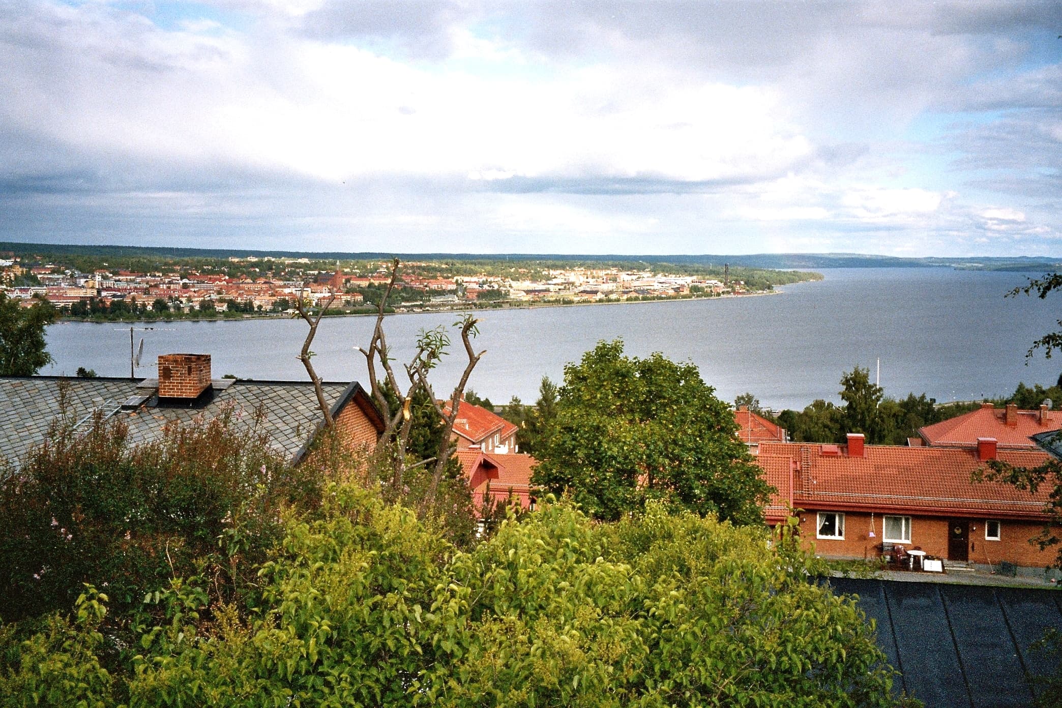 Östersund skyline rising across the waters of Lake Storsjön as seen from Frösön island