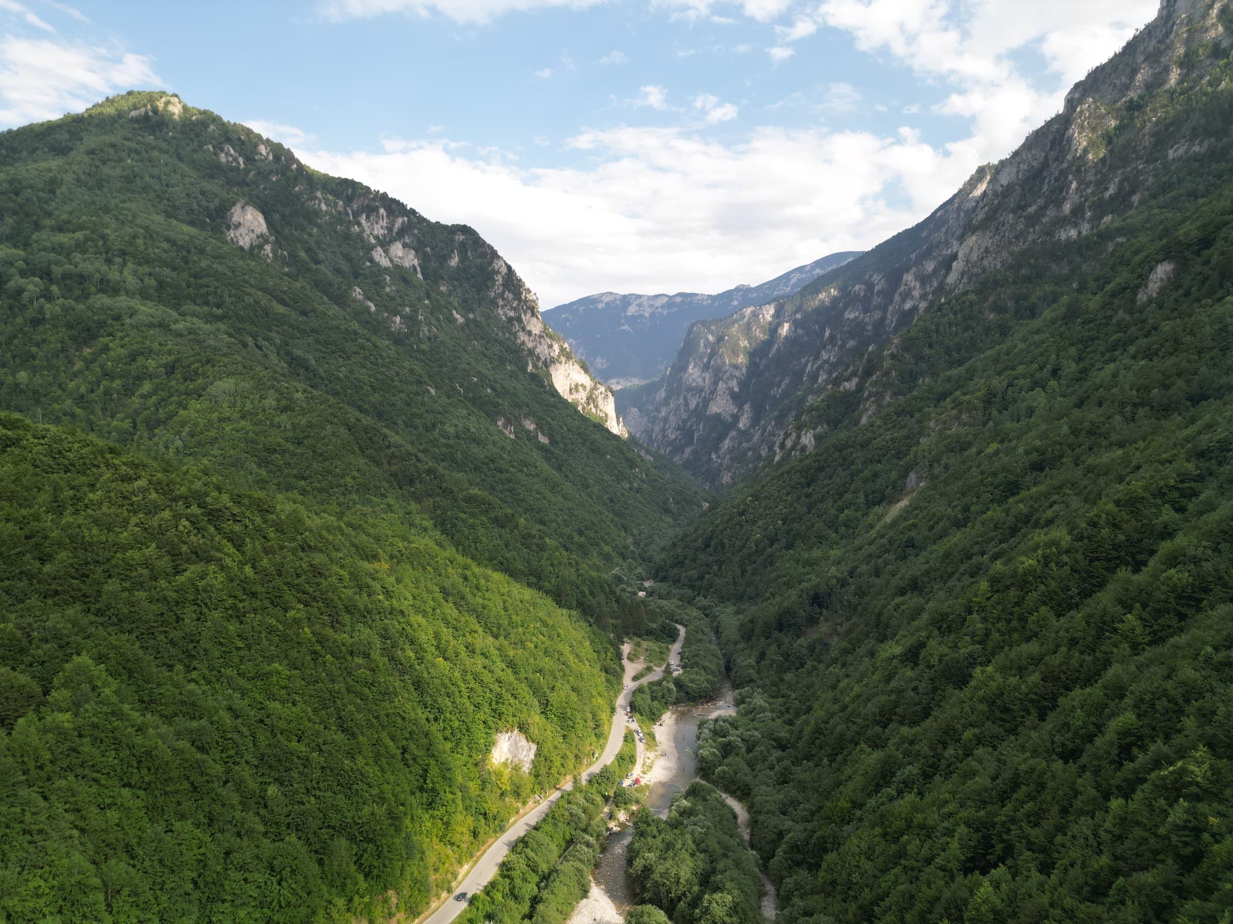 Sheer limestone walls of the Rugova canyon above the river west of Peja