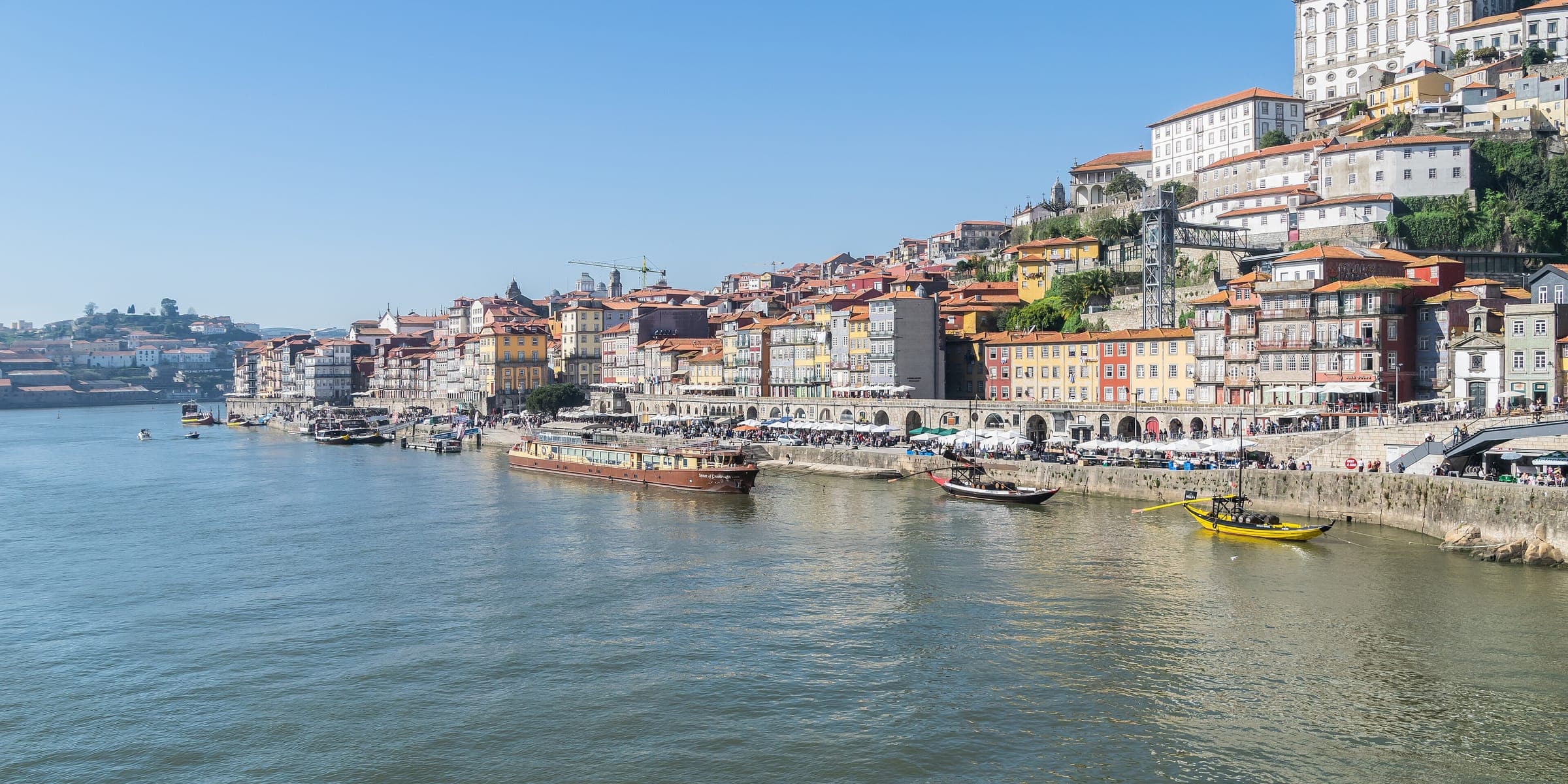 The Ribeira waterfront in Porto seen from the Dom Luís I bridge