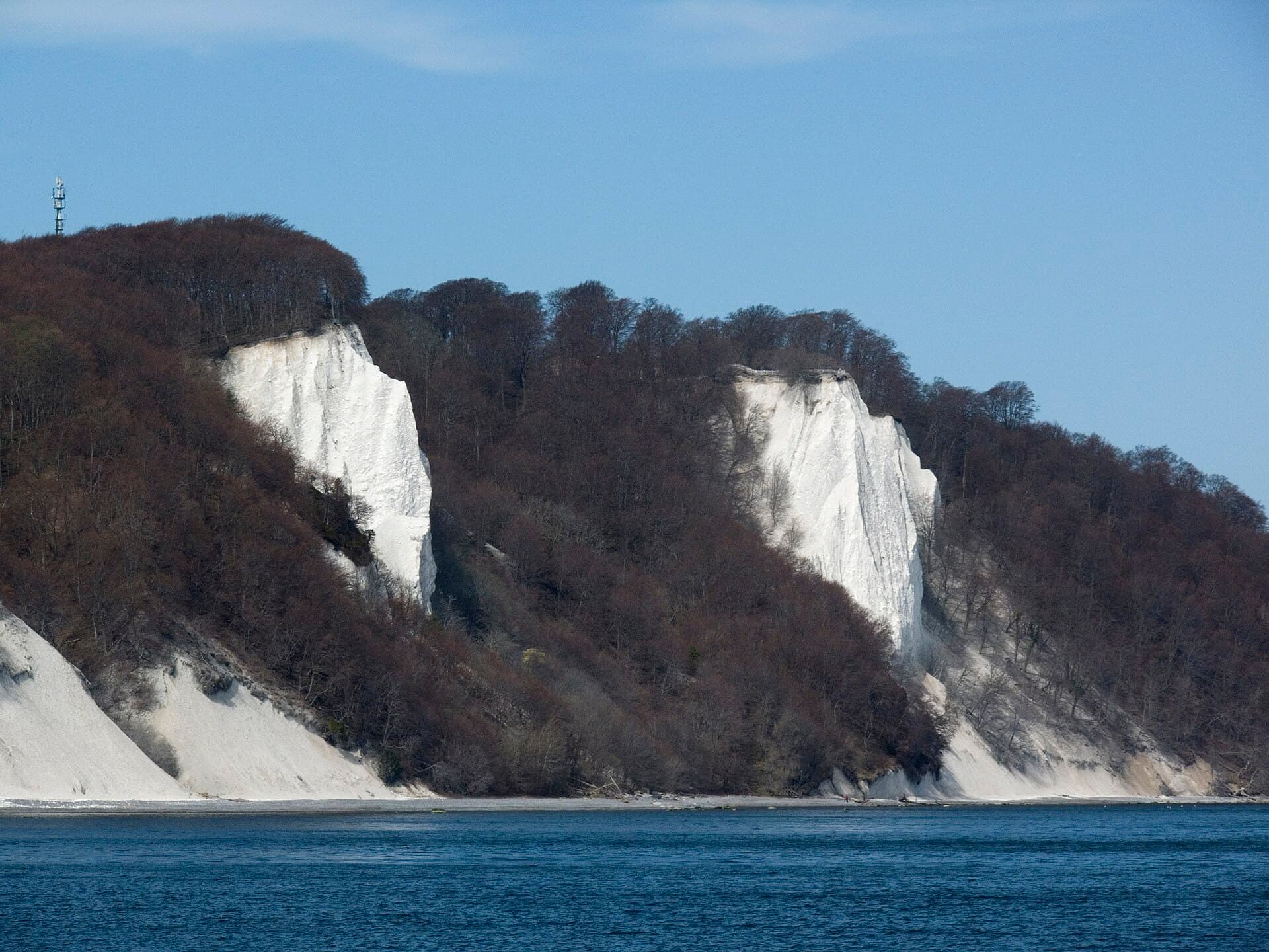 The chalk cliff of Königsstuhl towering over the Baltic Sea in Jasmund National Park on Rügen