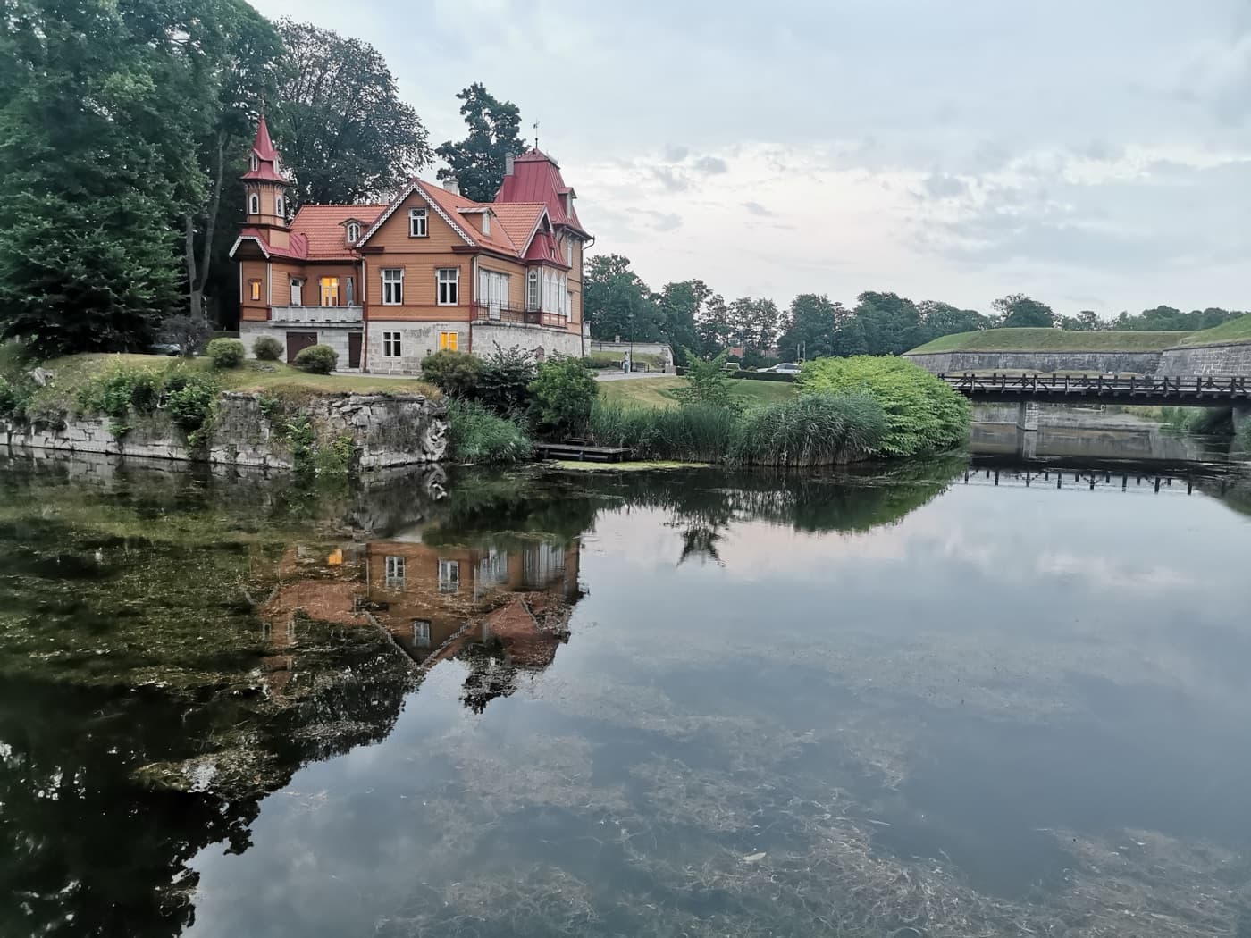 The formidable stone ramparts and moat of Kuressaare Episcopal Castle on Saaremaa island