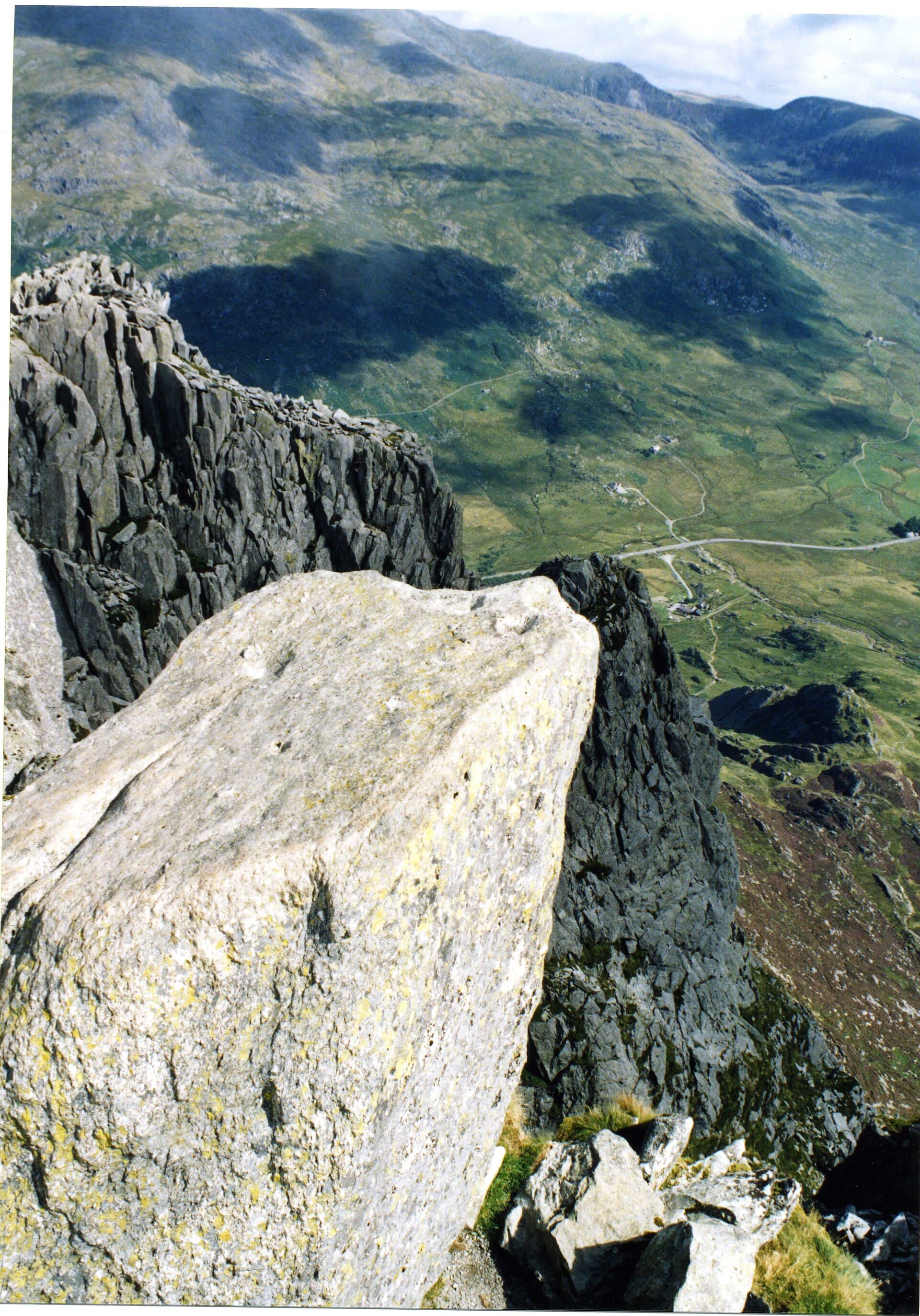 Dramatic rugged mountain ridges of Tryfan in Snowdonia