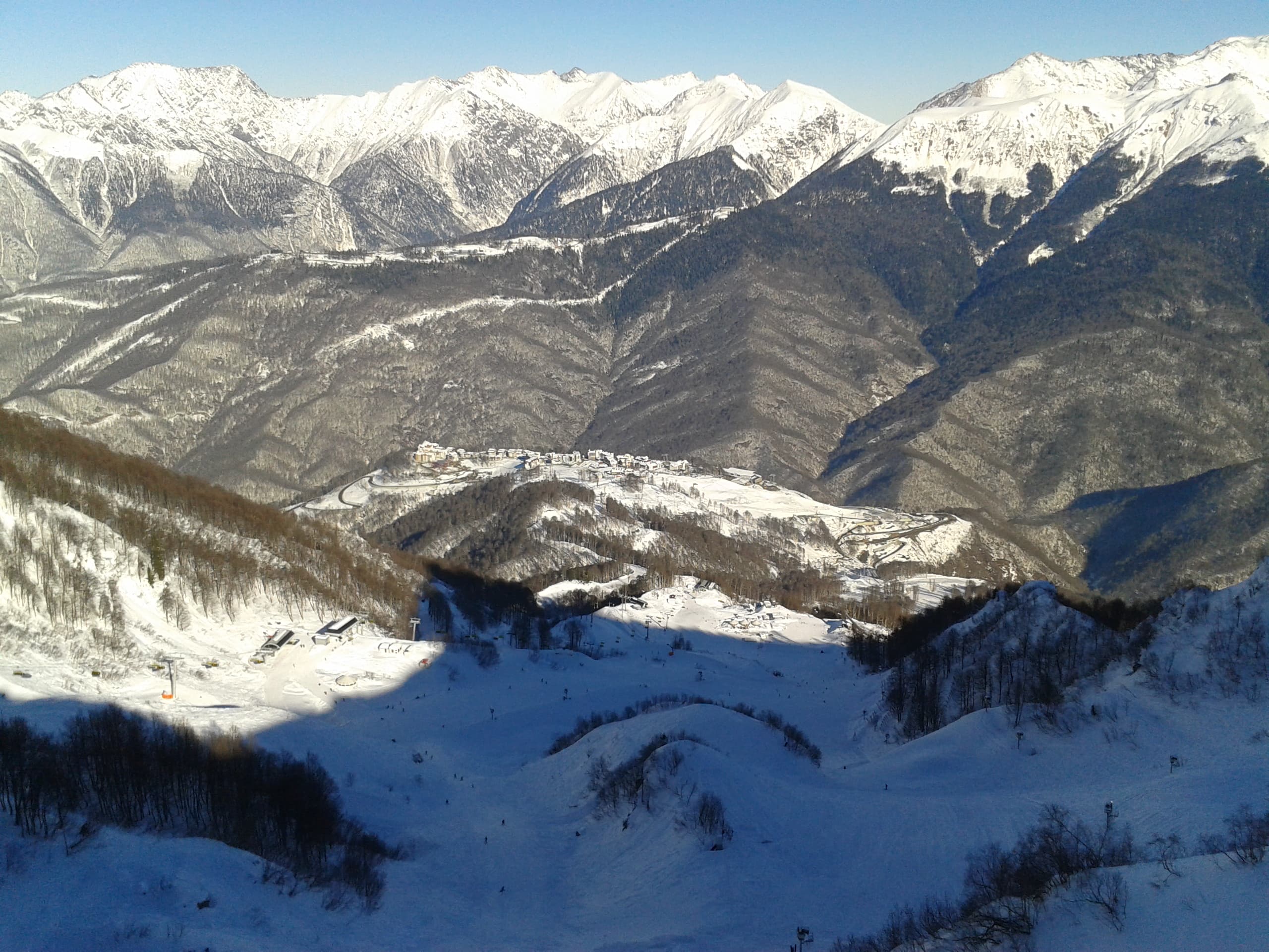 Mountain valley and peaks at Rosa Khutor in the Western Caucasus