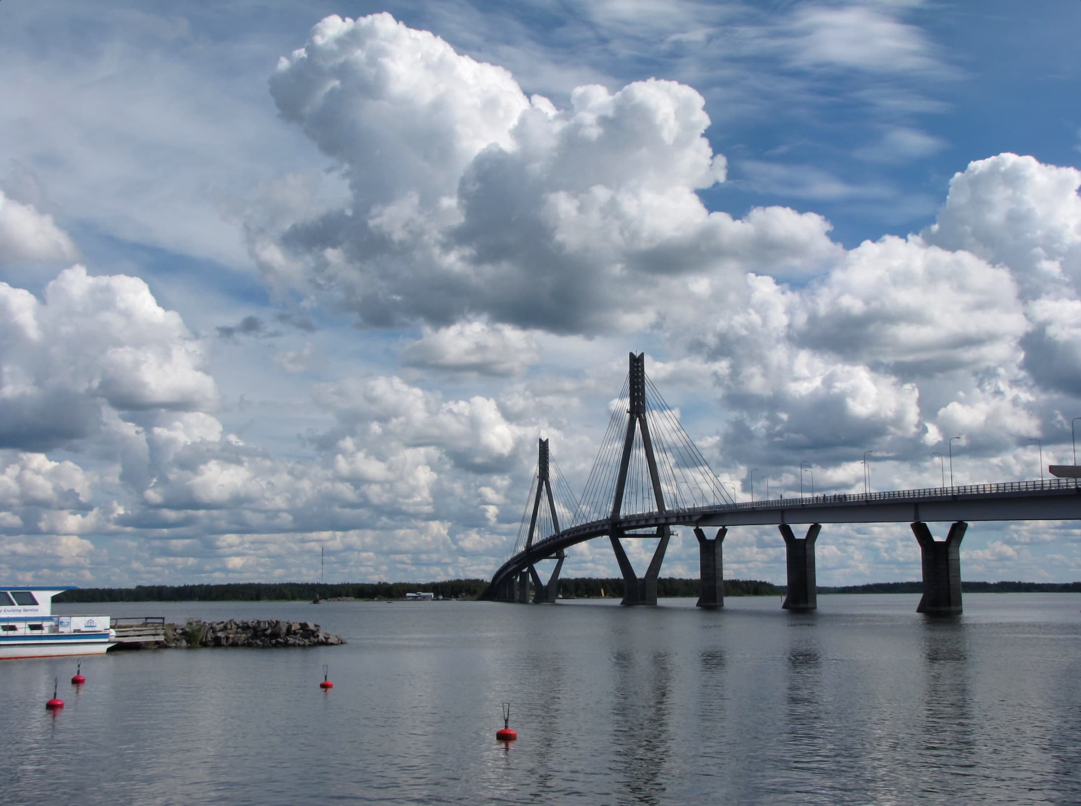 Graceful cable-stayed spans of the Replot Bridge connecting mainland Finland to the Kvarken Archipelago