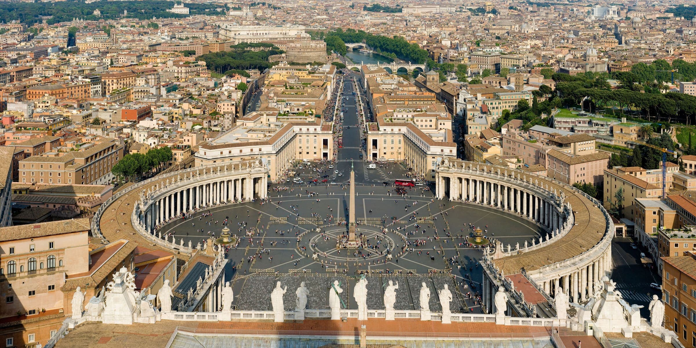 St Peter's Square and Bernini's colonnades seen from the dome of St Peter's Basilica
