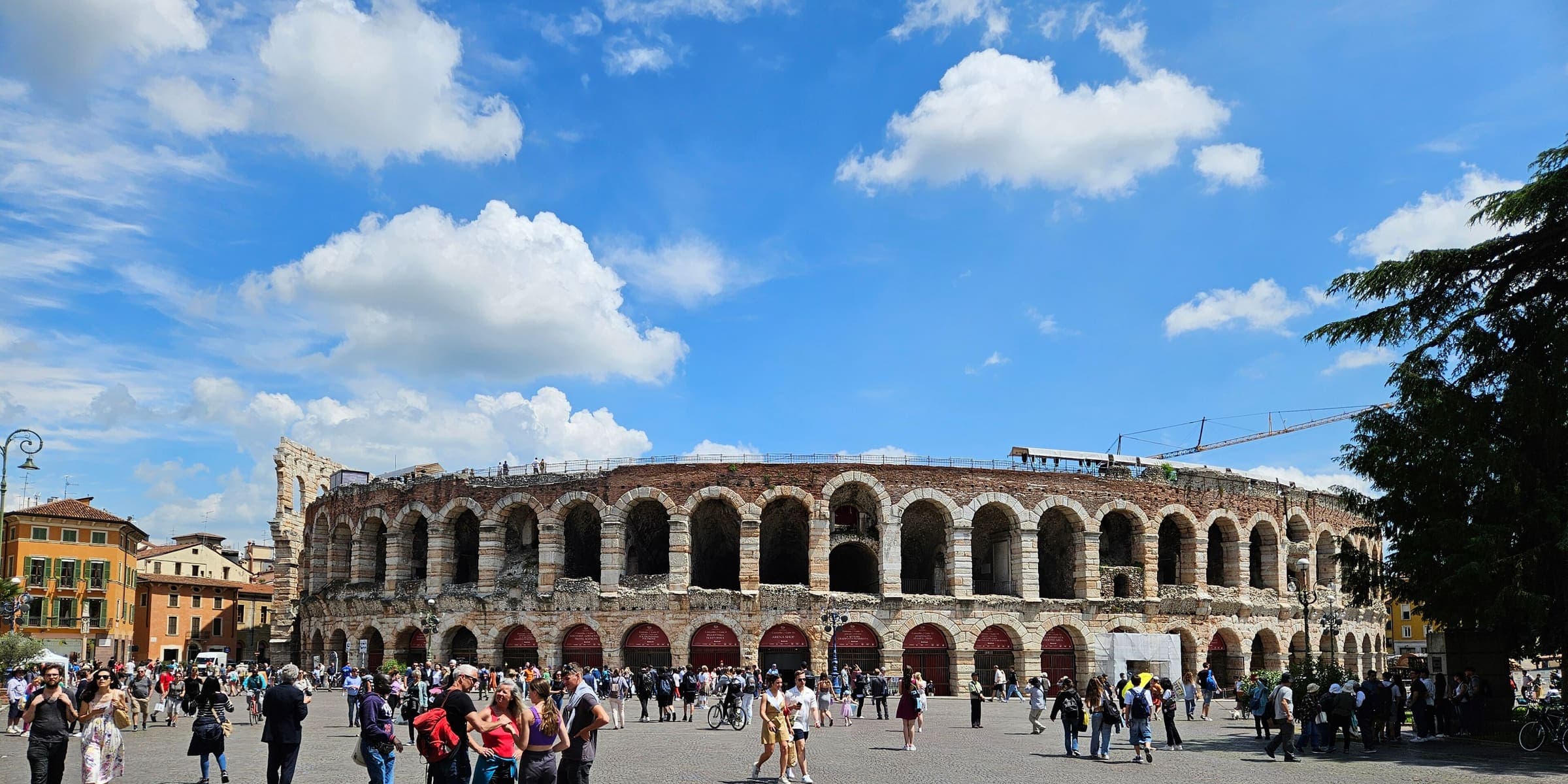 The Roman Arena on Piazza Bra in Verona under a summer sky