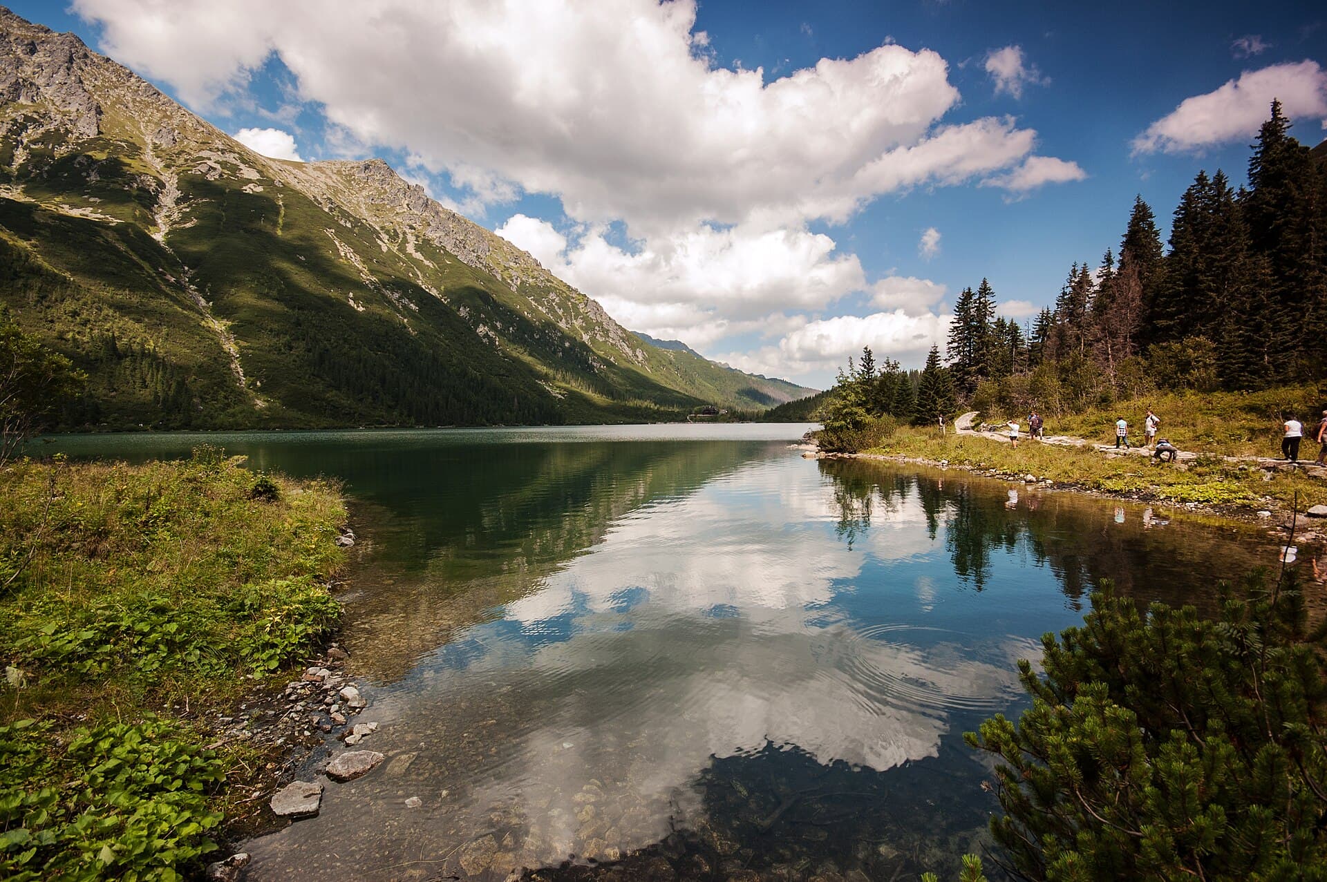 Morskie Oko alpine glacial lake beneath rugged granite peaks in the High Tatras