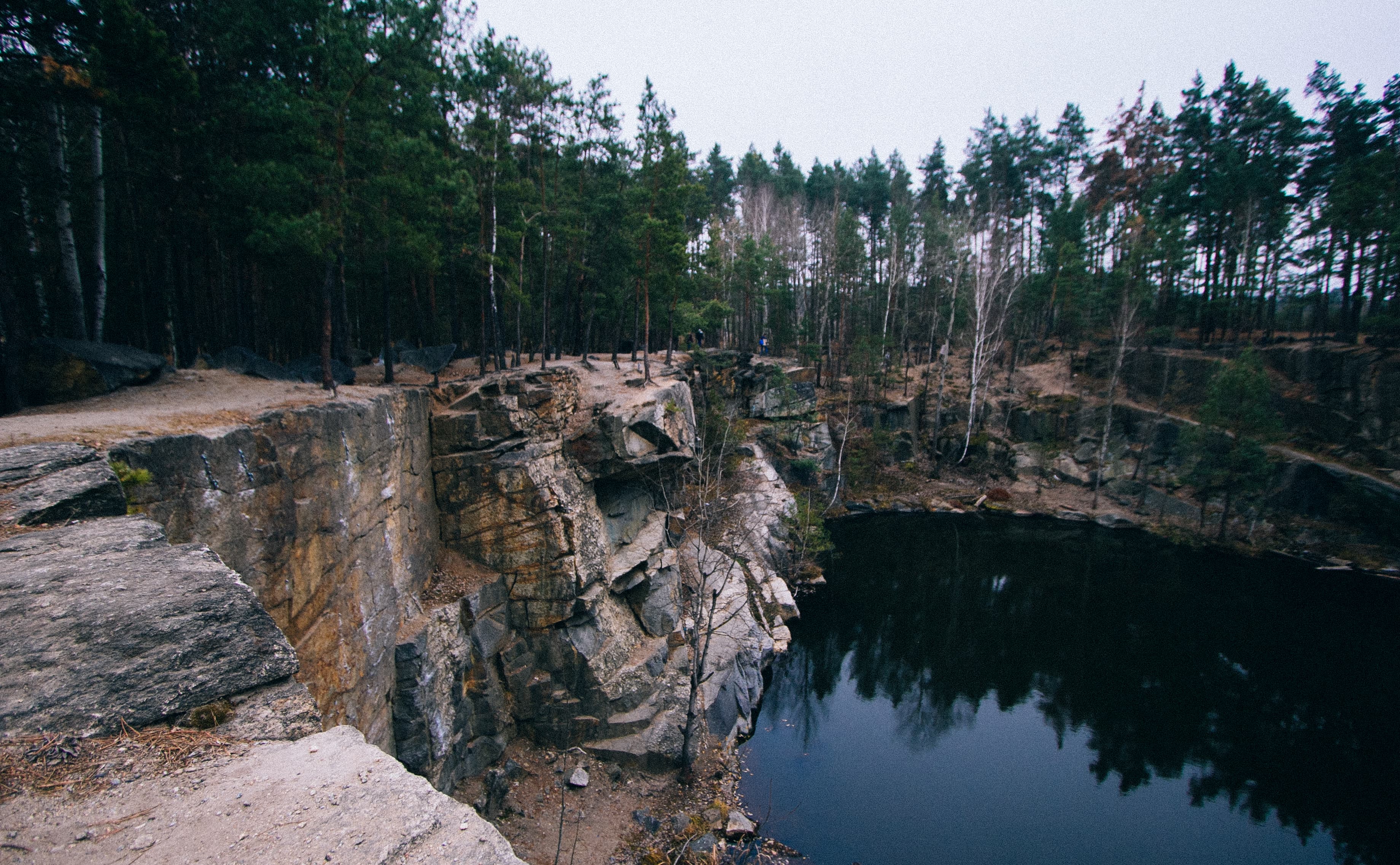 Granite cliffs and pine woods at Korostyshiv Quarry