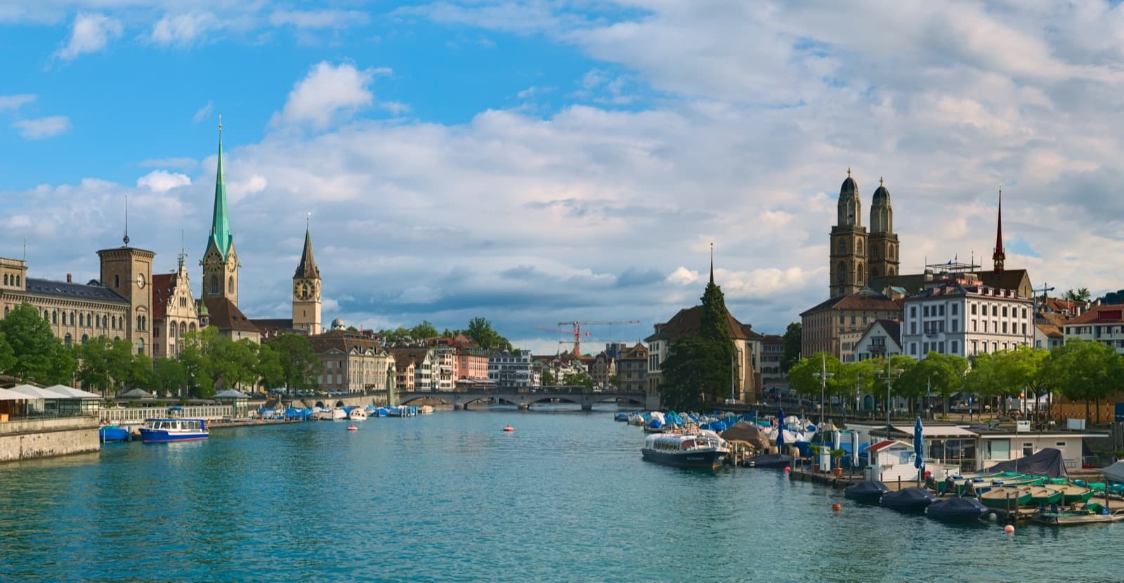 Quaibrücke bridge spanning the Limmat river and Lake Zurich
