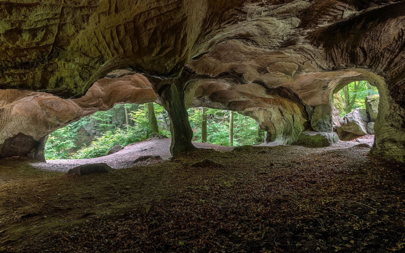 The great hollow of the Hohllay cut into the sandstone near Berdorf