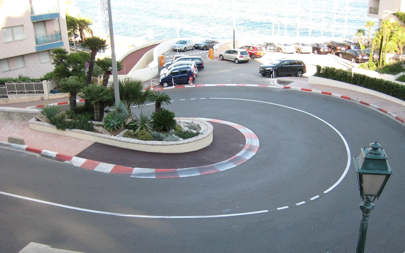 The tight hairpin bend of the Monaco Grand Prix circuit