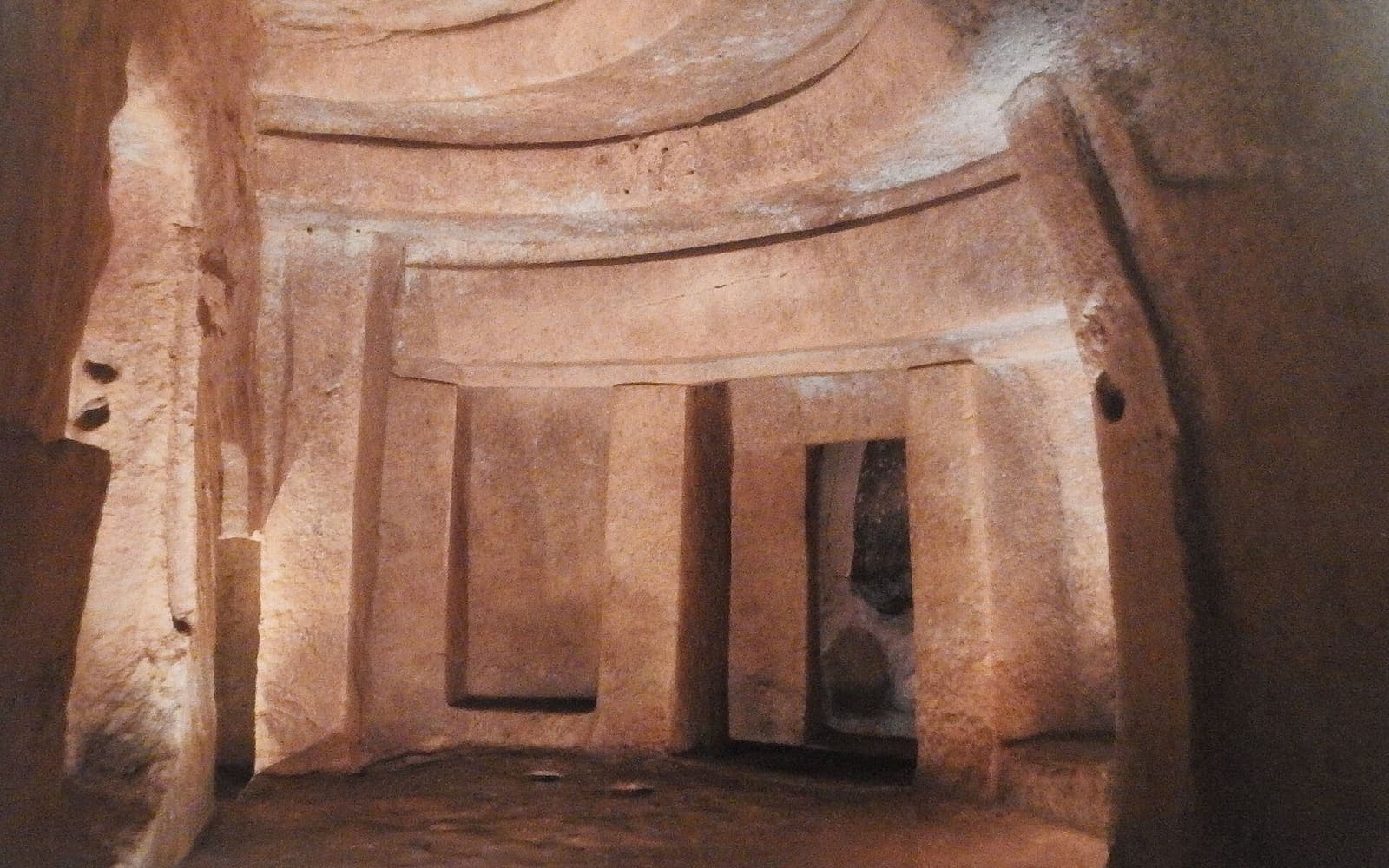 A carved chamber of the Ħal Saflieni Hypogeum