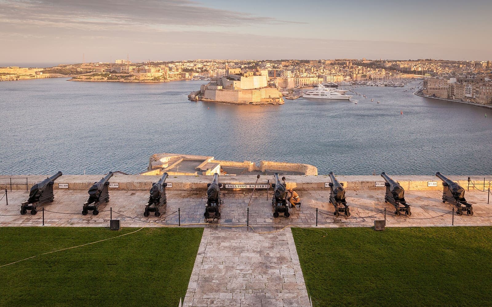 The cannons of the Saluting Battery above the Grand Harbour