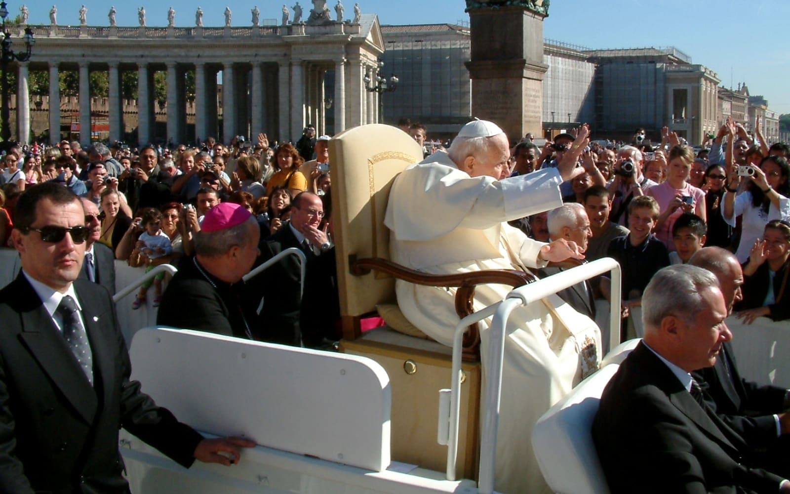A papal general audience in a crowded St Peter's Square