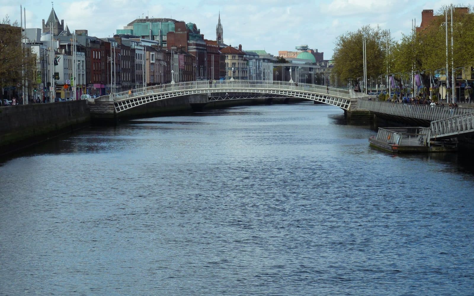 The Ha'penny Bridge over the River Liffey in Dublin