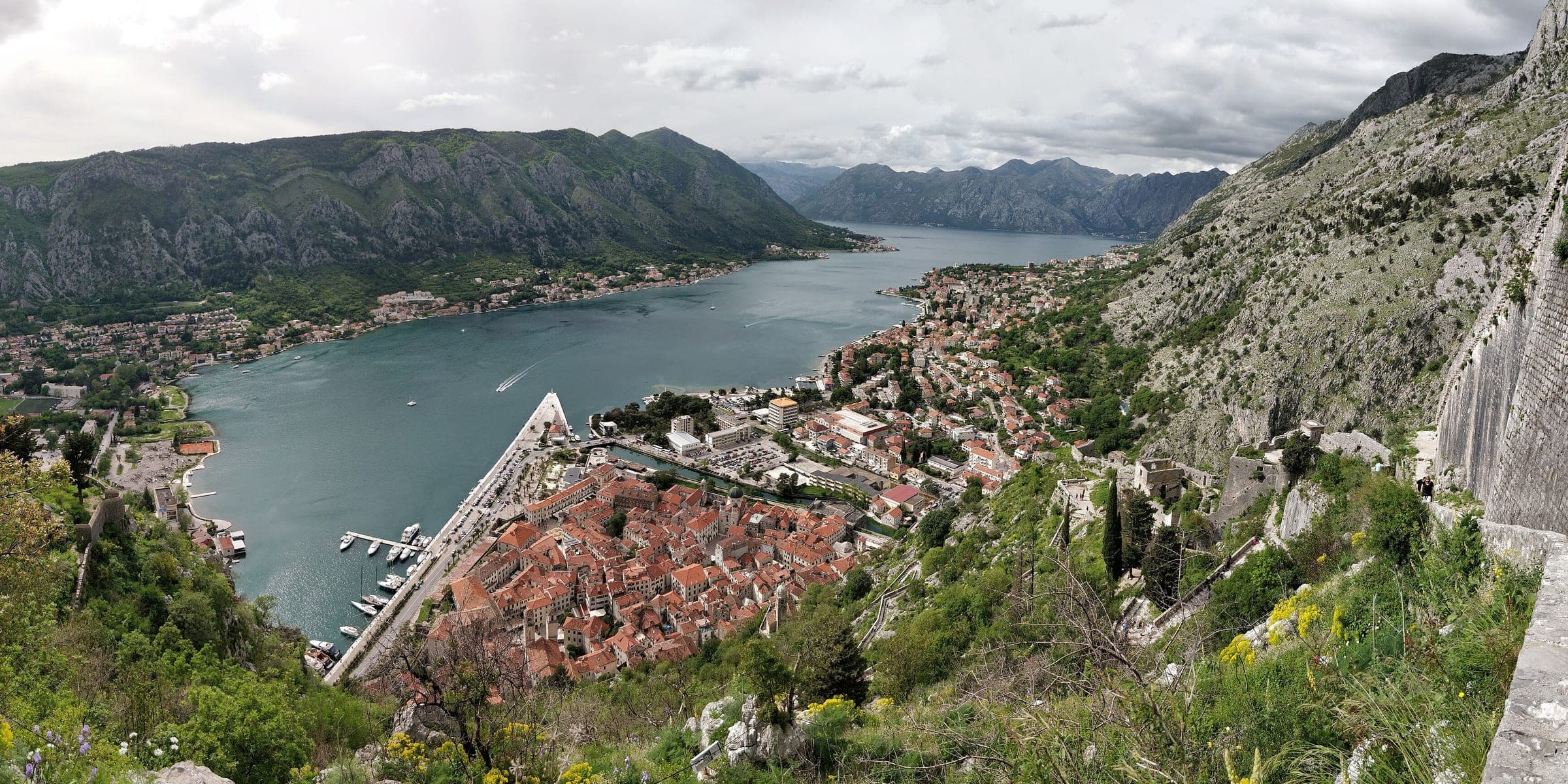 The Bay of Kotor seen from the mountain road above the old town