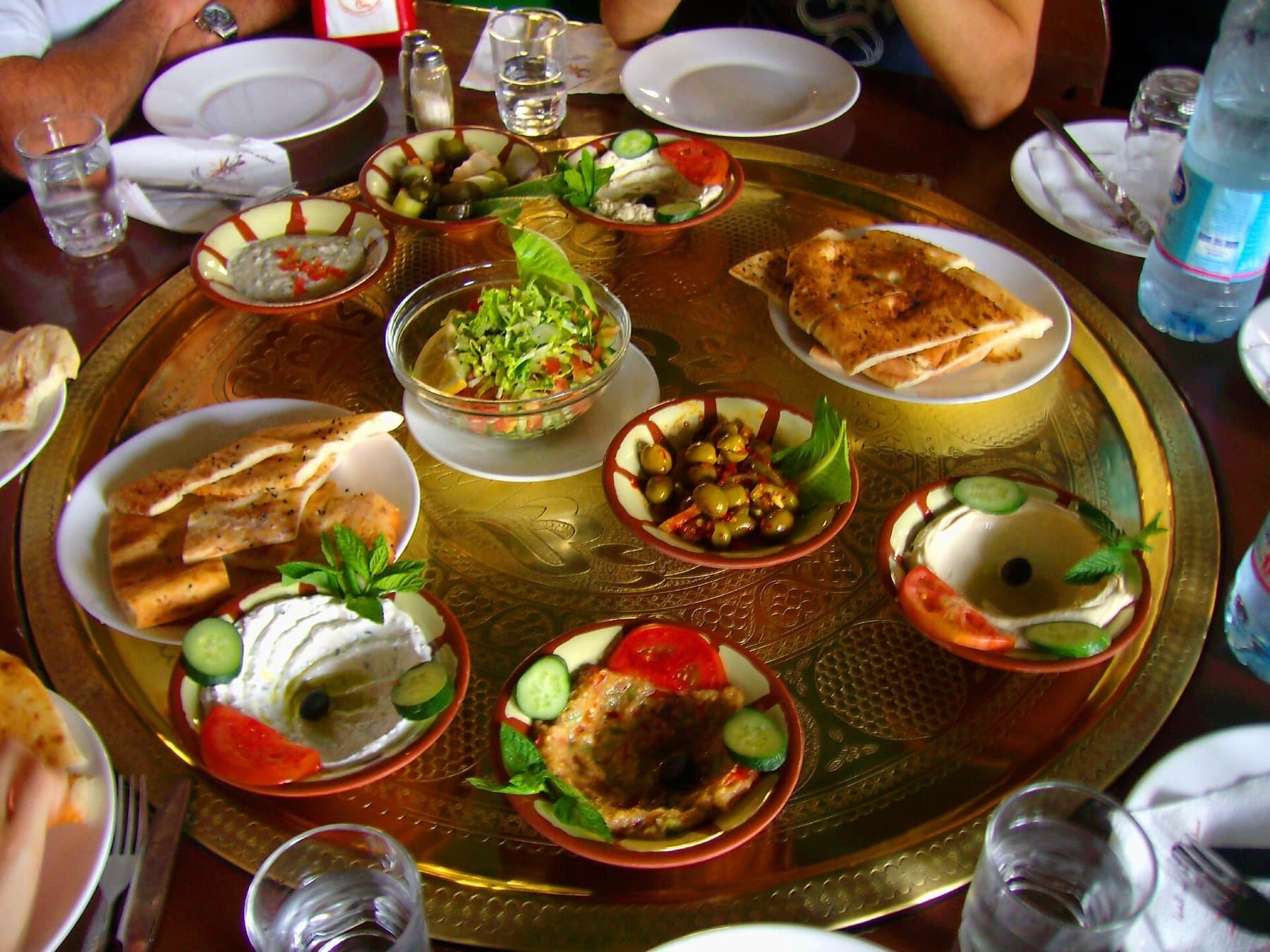 A table of Cypriot meze dishes